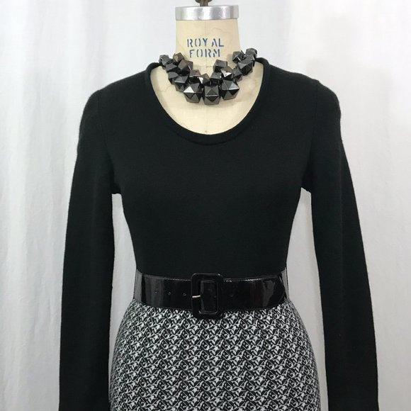 Vintage 70s Frank Usher Dress Black White Knit Dress - Picture 2 of 9